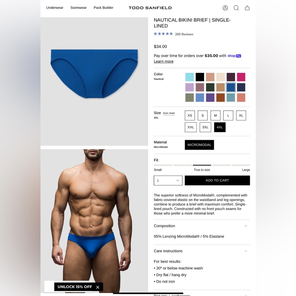 Todd Sanfield, Nautical, Essential Single Lined, Bikini Brief